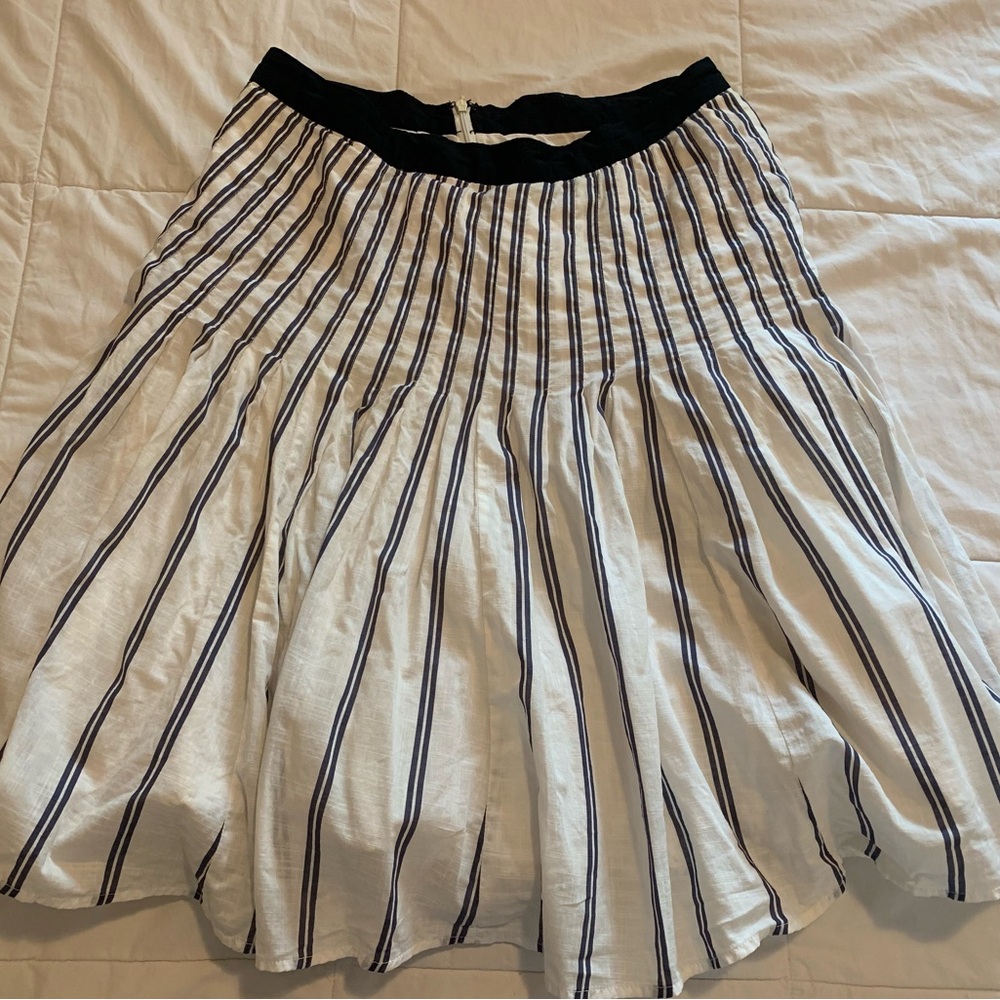 Floreat White Skirt with Navy Stripes and Black Waistband